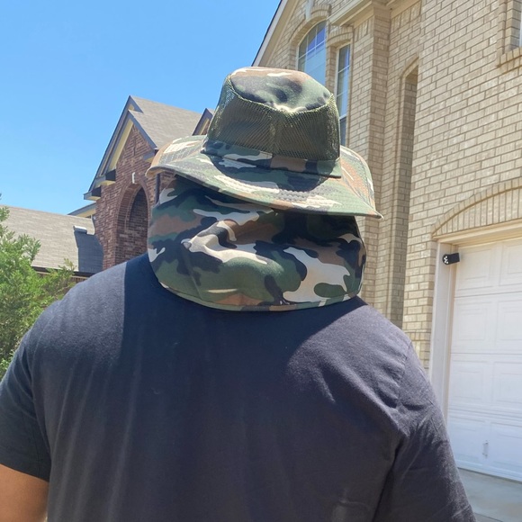 🖤Large La & Com Unisex Camo Design Adjustable Sun Hat with Neck Flap, Wide Brim - Picture 4 of 7
